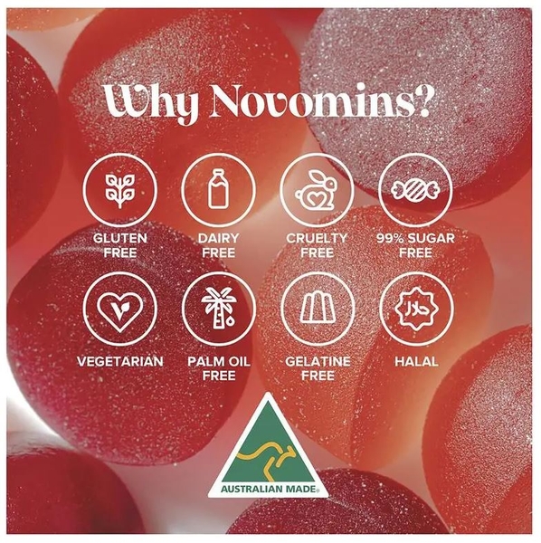 Kẹo men vi sinh hỗ trợ tiêu hóa & miễn dịch Novomins Probiotic Gummies 60 viên