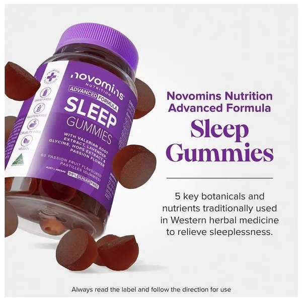 Kẻo dẻo hỗ trợ giấc ngủ Novomins Sleep Gummies 60 viên