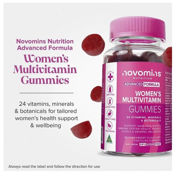 Kẹo vitamin tổng hợp cho nữ Novomins Women's Multivitamin Gummies 60 viên
