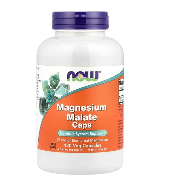 Viên bổ sung Magie NOW Foods Magnesium Malate Caps 95 mg