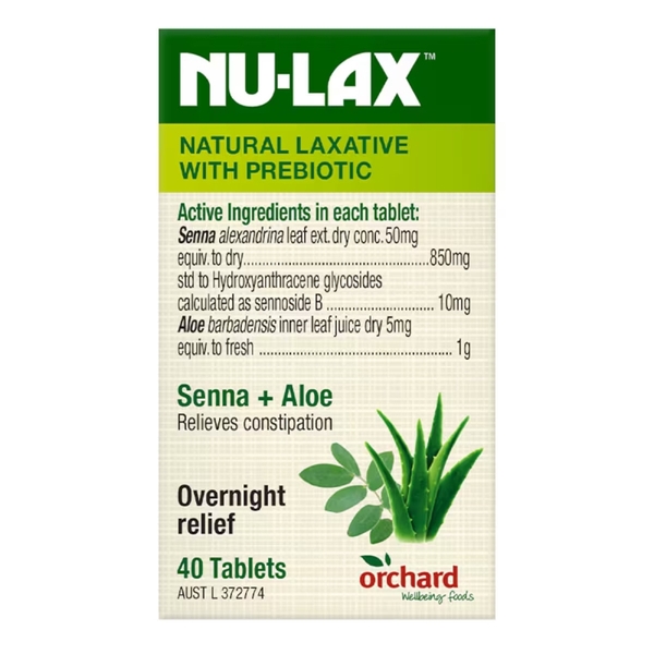 Viên uống nhuận tràng Nulax Natural Laxative With Prebiotic Senna + Aloe 40 viên [Pre-order]