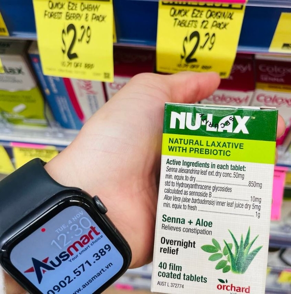 Viên uống nhuận tràng Nulax Natural Laxative With Prebiotic Senna + Aloe 40 viên