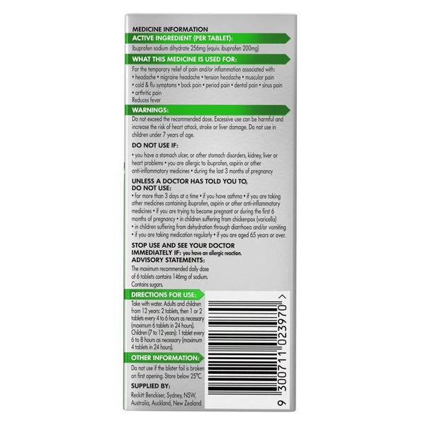 Viên uống giảm đau nhanh Nurofen Zavance Ibuprofen 256mg Fast Pain Relief