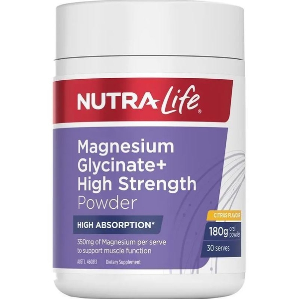 Bột Magie hỗ trợ cơ bắp và thần kinh Nutra-Life Magnesium Glycinate+ High Strength Powder