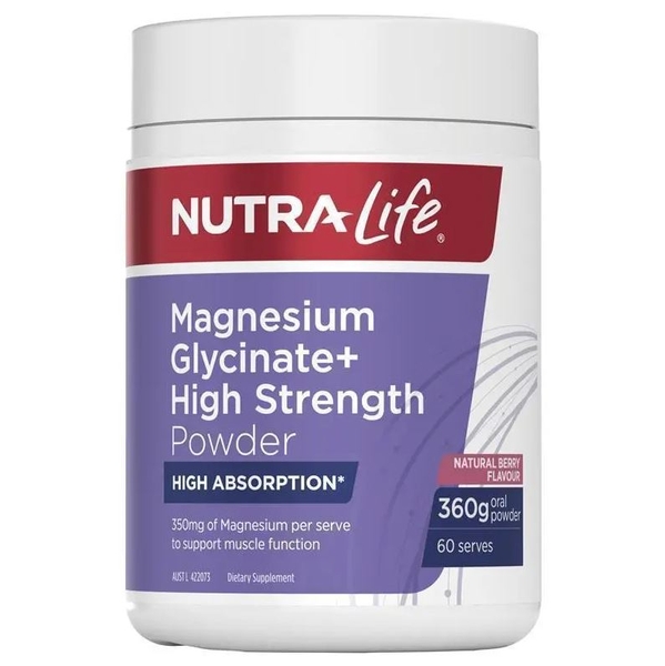Bột Magie hỗ trợ cơ bắp và thần kinh Nutra-Life Magnesium Glycinate+ High Strength Powder