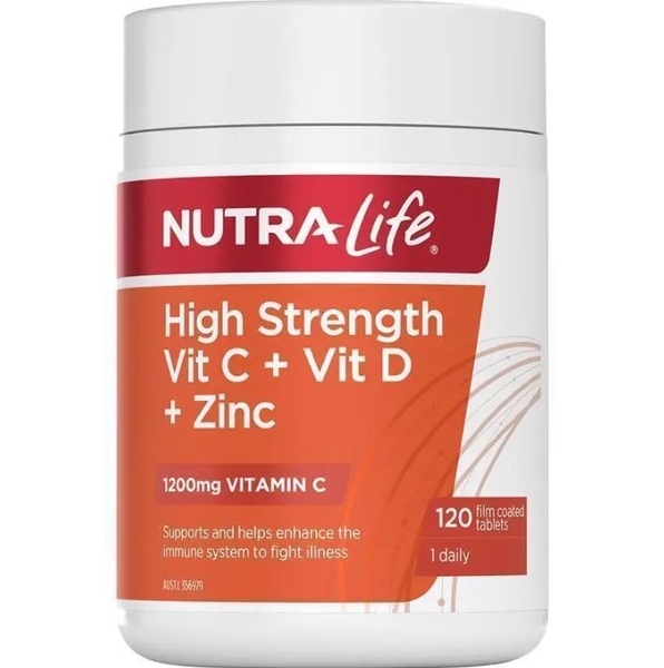 Viên uống Nutra-Life High Strength Vitamin C 1200mg + Vitamin D + Zinc