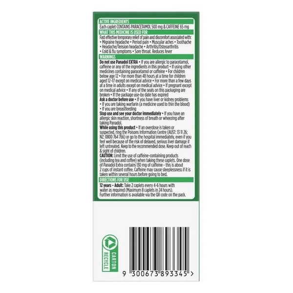 Panadol Extra Optizorb Pain Relief giảm đau hạ sốt