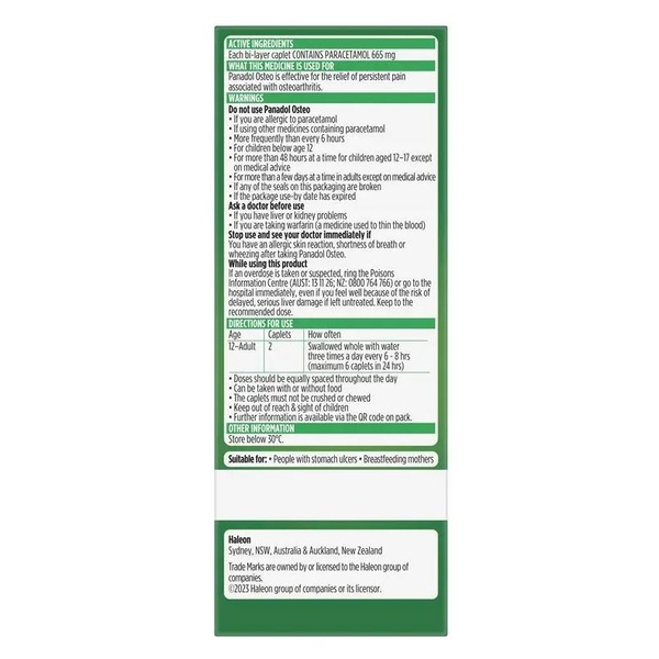 Thuốc giảm đau Panadol Osteo Paracetamol 665mg