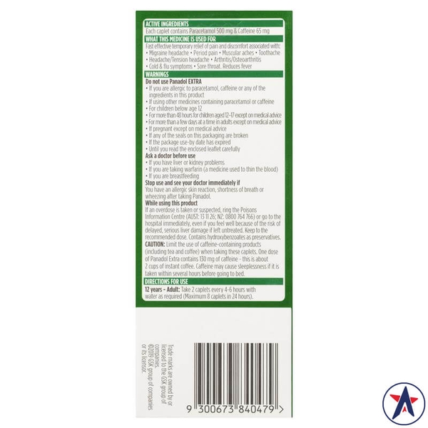 Panadol Extra Optizorb Pain Relief giảm đau hạ sốt