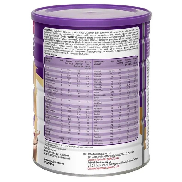 Sữa Pediasure Úc cho bé vị Socola 850g