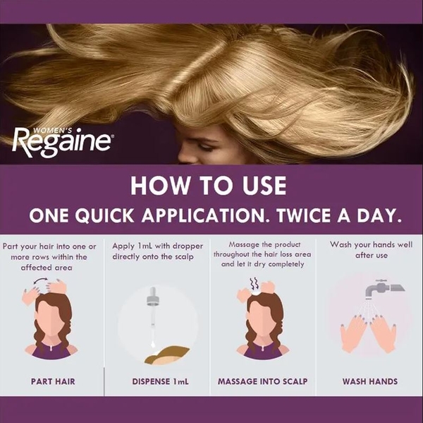 Dung dịch kích thích mọc tóc nữ Regaine Women's Regular Strength Minoxidil Topical Solution 2%