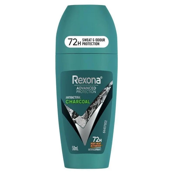 Lăn khử mùi than hoạt tính cho nam Rexona Men Advanced Antiperspirant Roll On Antibacterial Charcoal 50ml