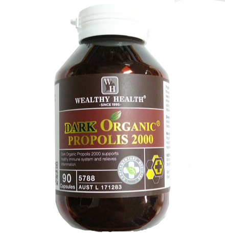 Viên uống keo ong hữu cơ Wealthy Health Dark Organic Propolis 2000mg