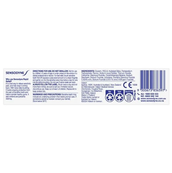 Kem đánh răng Sensodyne Rapid Relief 100g
