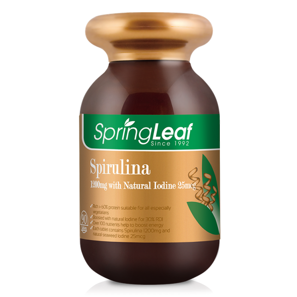 Viên tảo Springleaf Spirulina 1200mg with Natural Iodine 25mcg 90 viên