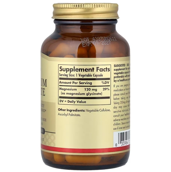 Viên uống bổ sung magiê Solgar Magnesium Glycinate