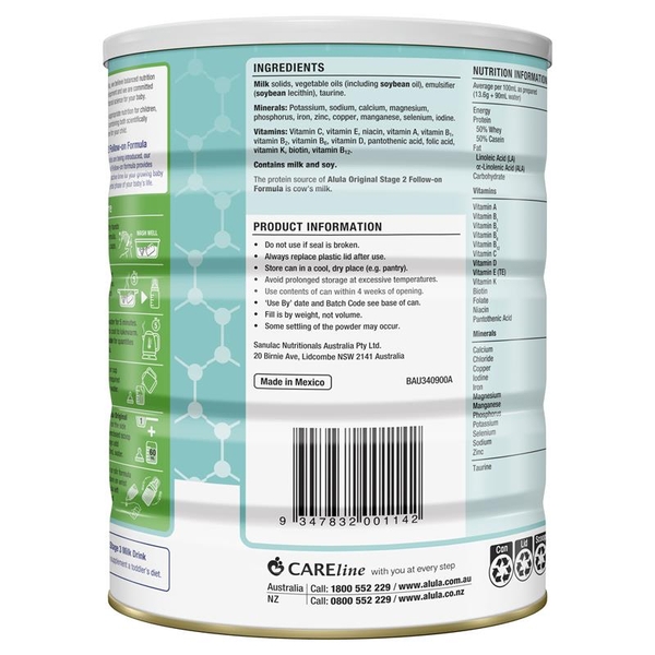 Sữa Alula Original số 2 Follow On 900g (6-12 tháng)