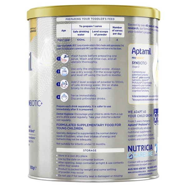 Sữa Aptamil Úc số 3 Profutura Synbiotic+ 900g (1-3 tuổi)