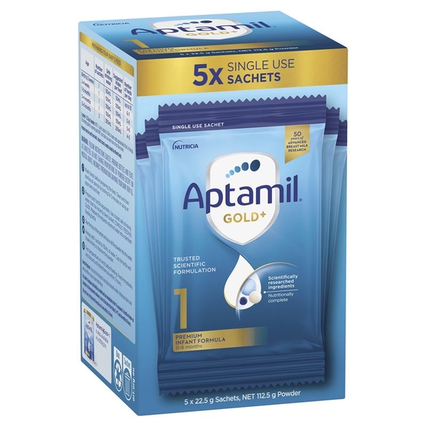 Sữa bột gói Aptamil Gold số 1 Pronutra (21g x 5 gói) (0-6 tháng)