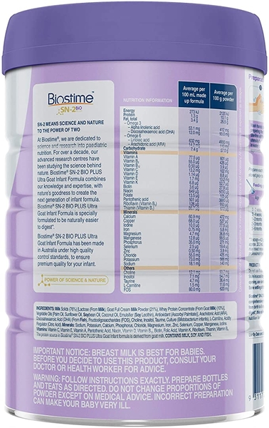 Sữa dê Biostime SN-2 Bio Plus số 1 Ultra Goat 800g (0-6 tháng)