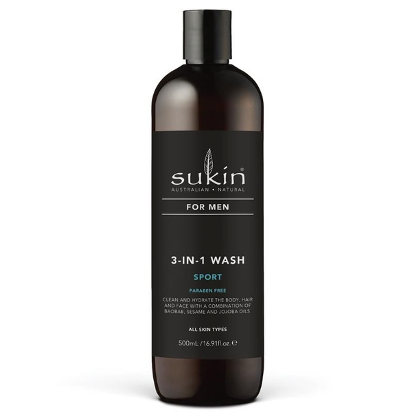 Sữa tắm cho nam Sukin For Men 3-In-1 Wash Sport 500ml [Có sẵn]