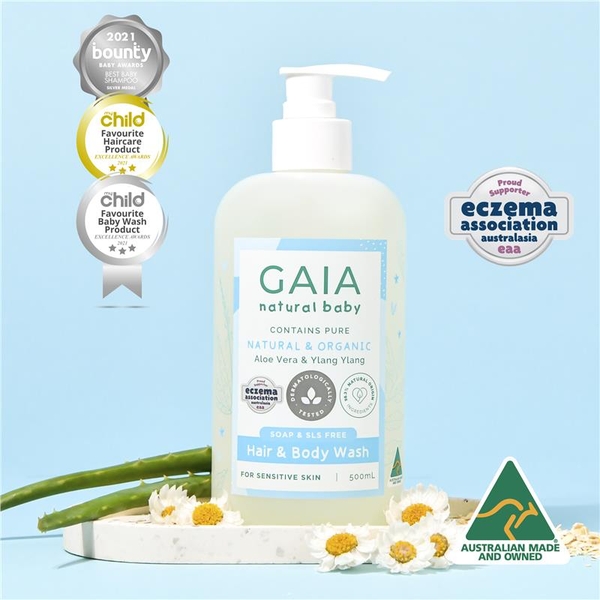 Sữa tắm gội cho bé Gaia Natural Baby Organic Hair Body Wash 500ml