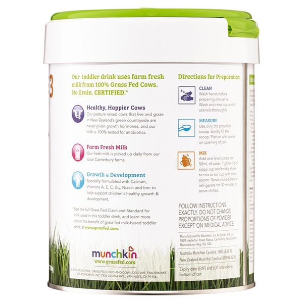 Sữa Munchkin Grass Fed số 3 Milk Based Toddler 730g (1-3 tuổi)