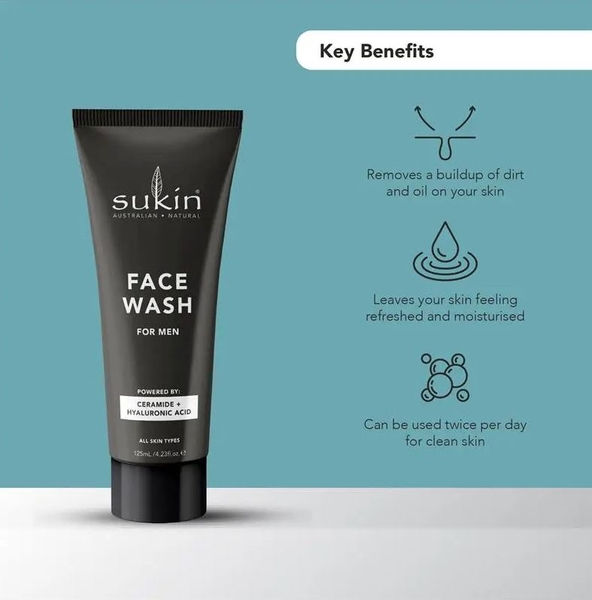 Sữa rửa mặt làm sạch sâu & dưỡng ẩm cho nam Sukin For Men Face Wash