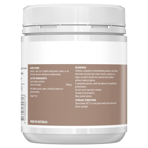 Sụn vi cá mập Úc Healthy Care Shark Cartilage 750mg 200 viên