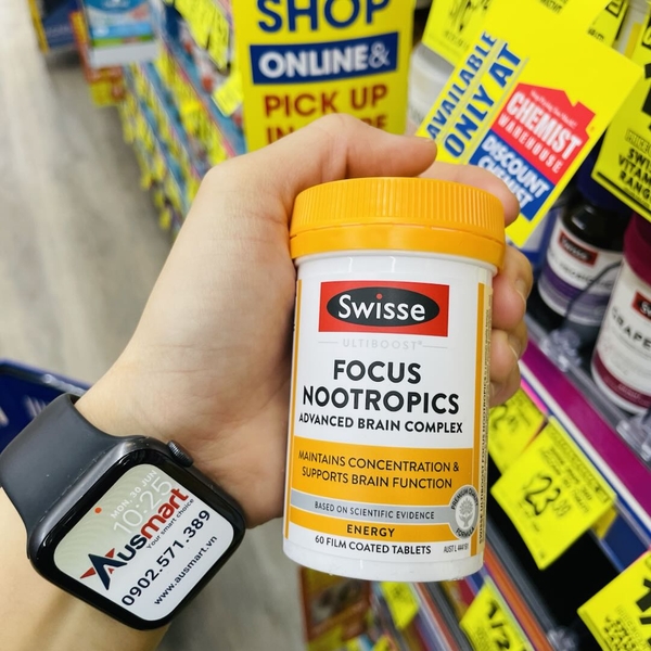Viên uổng bổ não Swisse Ultiboost Focus Nootropics 60 viên