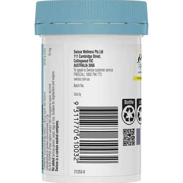Viên uống tinh chất nghệ hỗ trợ khớp Swisse High Strength Curcumin 30 viên