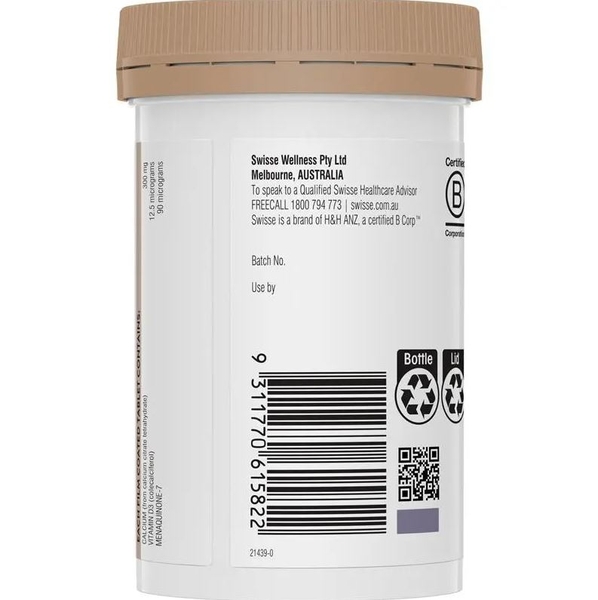 Viên uống bổ sung can xi Swisse Ultiboost Calcium + D3 + K2 60 viên