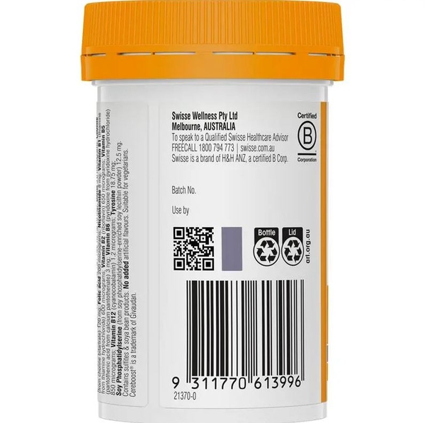Viên uổng bổ não Swisse Ultiboost Focus Nootropics 60 viên