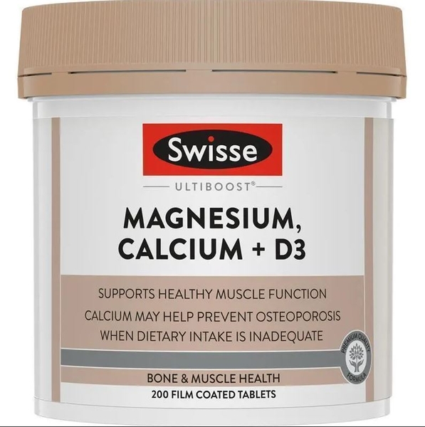 Viên uống hỗ trợ xương khớp và cơ bắp Swisse Ultiboost Magnesium Calcium + Vitamin D3