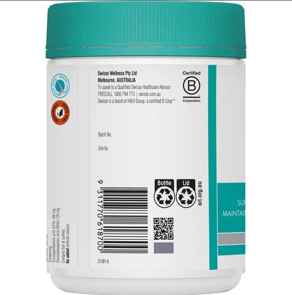 Dầu cá Swisse Ultiboost Odourless Wild Fish Oil 1000mg