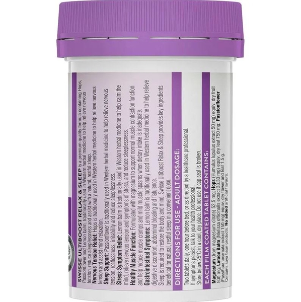 Swisse Ultiboost Relax & Sleep giúp thư giãn & ngủ ngon 60 viên
