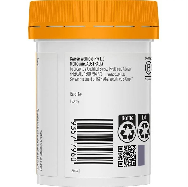 Viên uống Swisse Ultiboost Vitamin B1 250mg 60 viên