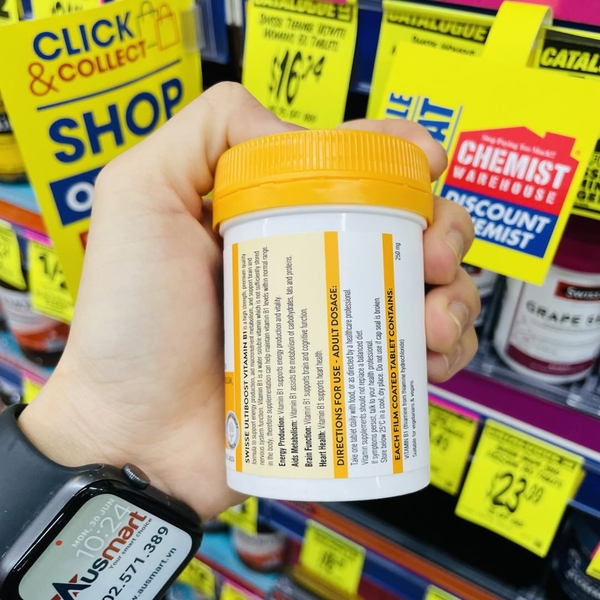 Viên uống Swisse Ultiboost Vitamin B1 250mg 60 viên