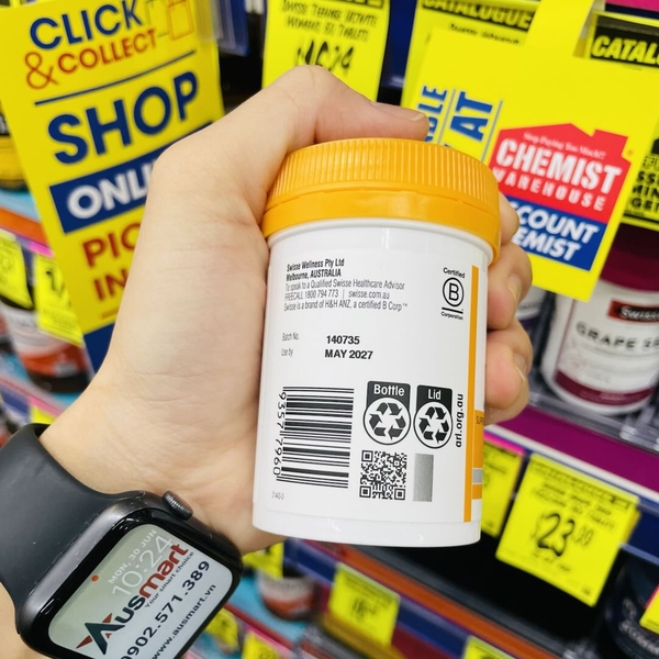 Viên uống Swisse Ultiboost Vitamin B1 250mg 60 viên