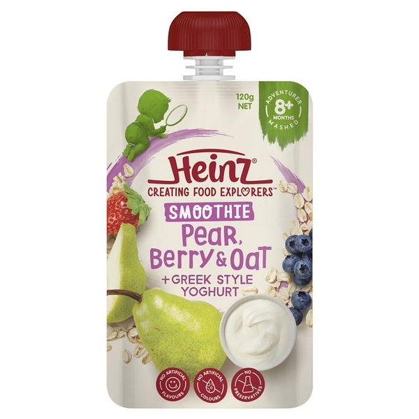 Bột ăn dặm Heinz Pear Berry & Oat Smoothie Greek Yoghurt 120g [Pre-order]