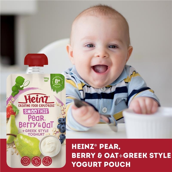 Bột ăn dặm Heinz Pear Berry & Oat Smoothie Greek Yoghurt 120g