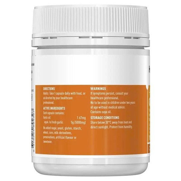 Viên uống dầu tỏi Healthy Care High Strength Garlic Oil 5000mg hỗ trợ miễn dịch