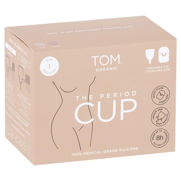 Cốc nguyệt san TOM Organic Size 1 kèm hộp tiệt trùng tiện dụng