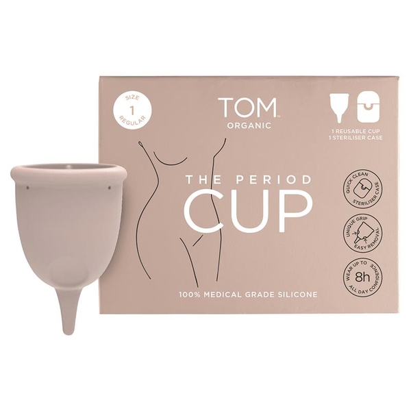 Cốc nguyệt san TOM Organic Size 1 kèm hộp tiệt trùng tiện dụng