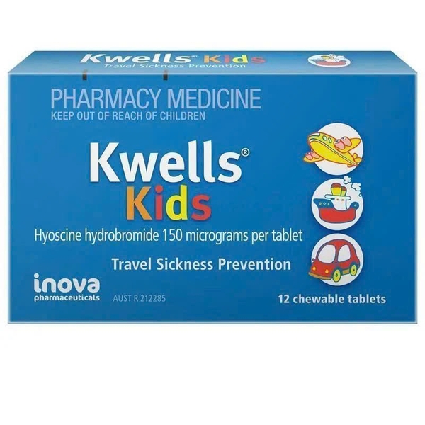 Viên nhai phòng và chống say tàu xe cho bé Kwells Kids Travel Sickness 12 viên