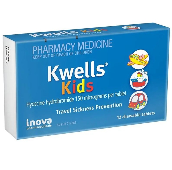 Viên nhai phòng và chống say tàu xe cho bé Kwells Kids Travel Sickness 12 viên