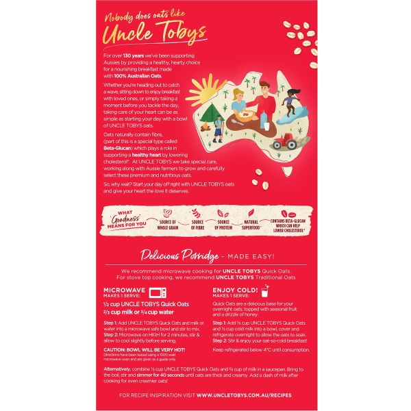 Yến mạch ăn liền Uncle Tobys Oats Quick Rolled Oats Porridge