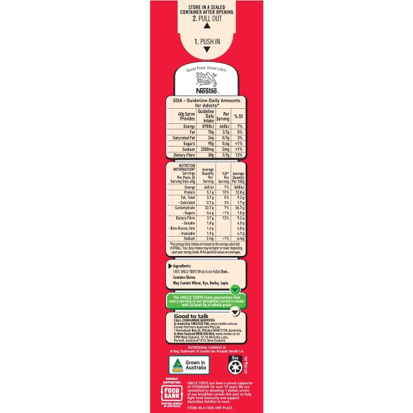 Yến mạch ăn liền Uncle Tobys Oats Quick Rolled Oats Porridge