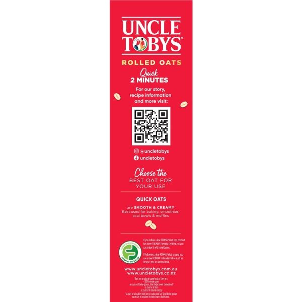Yến mạch ăn liền Uncle Tobys Oats Quick Rolled Oats Porridge