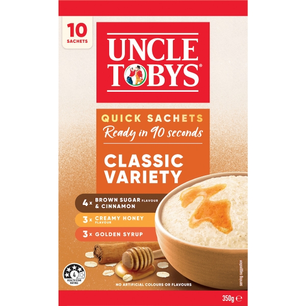 Yến mạch Uncle Tobys Oats Quick Sachets Classic Variety 350g